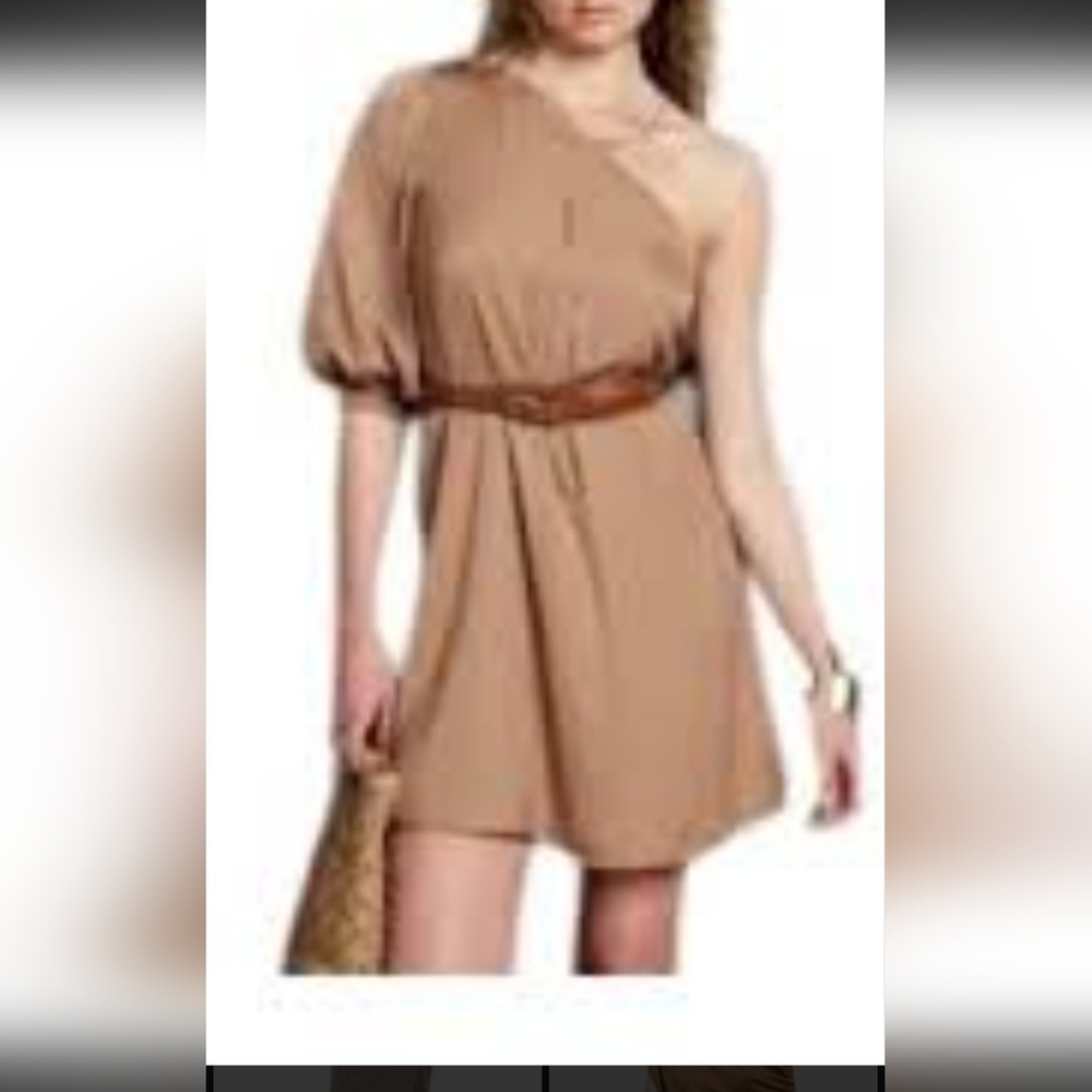 Banana Republic One-Shoulder Tan Dress